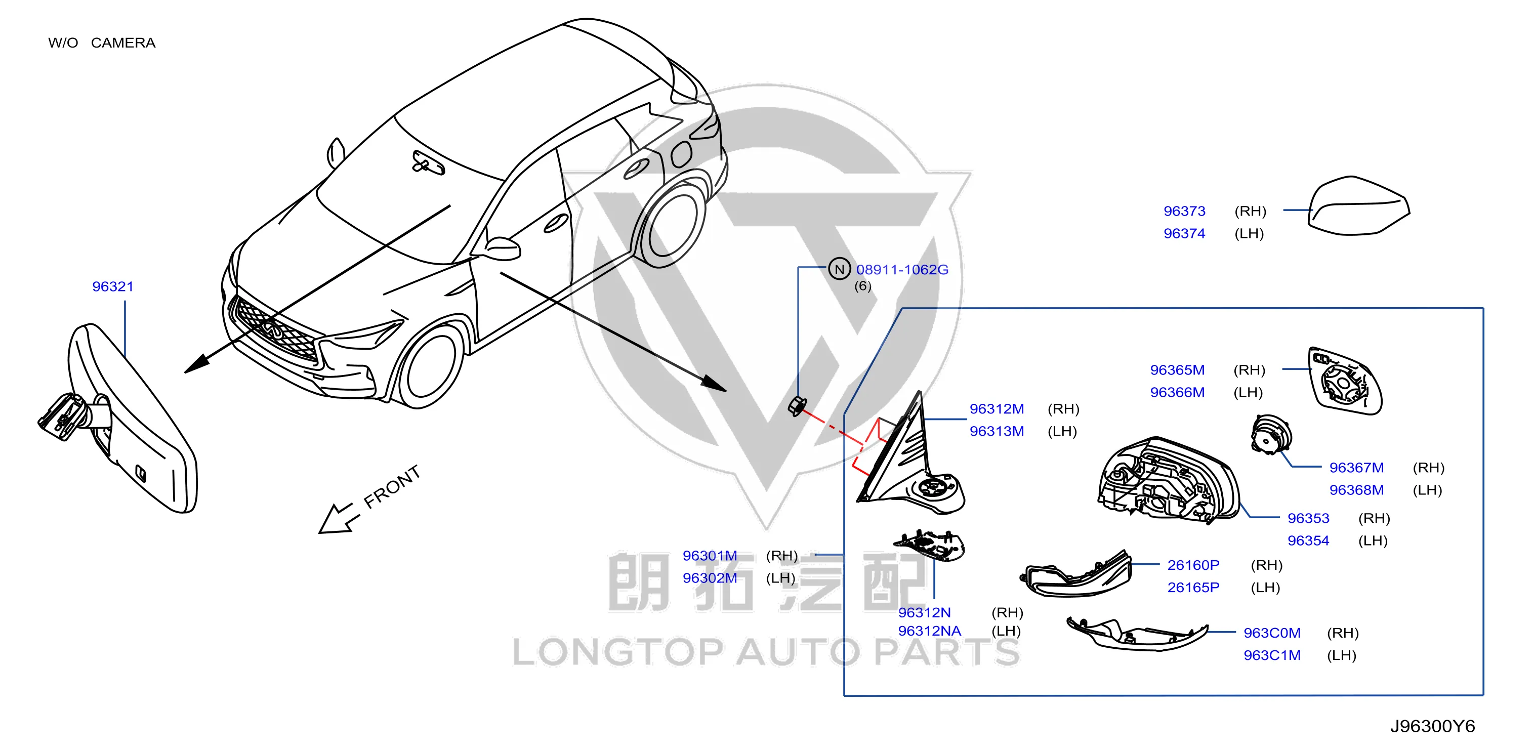 Rearview Mirror Housing Left K6374-5NN0A K63745NN0A for Infiniti