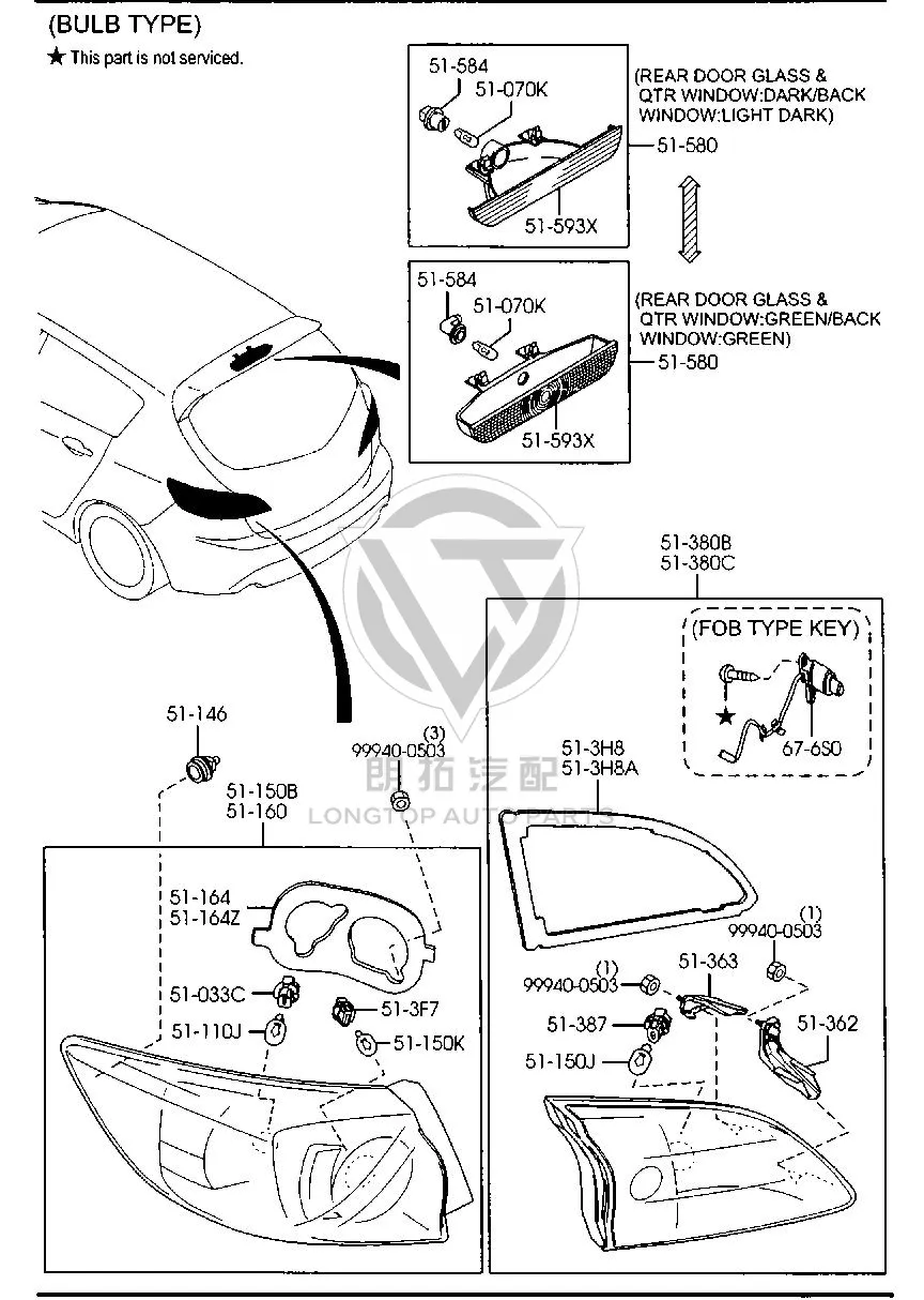Outer Tail Lamp Assembly BCW85-1160D BCW851160D for Mazda MAZDA3