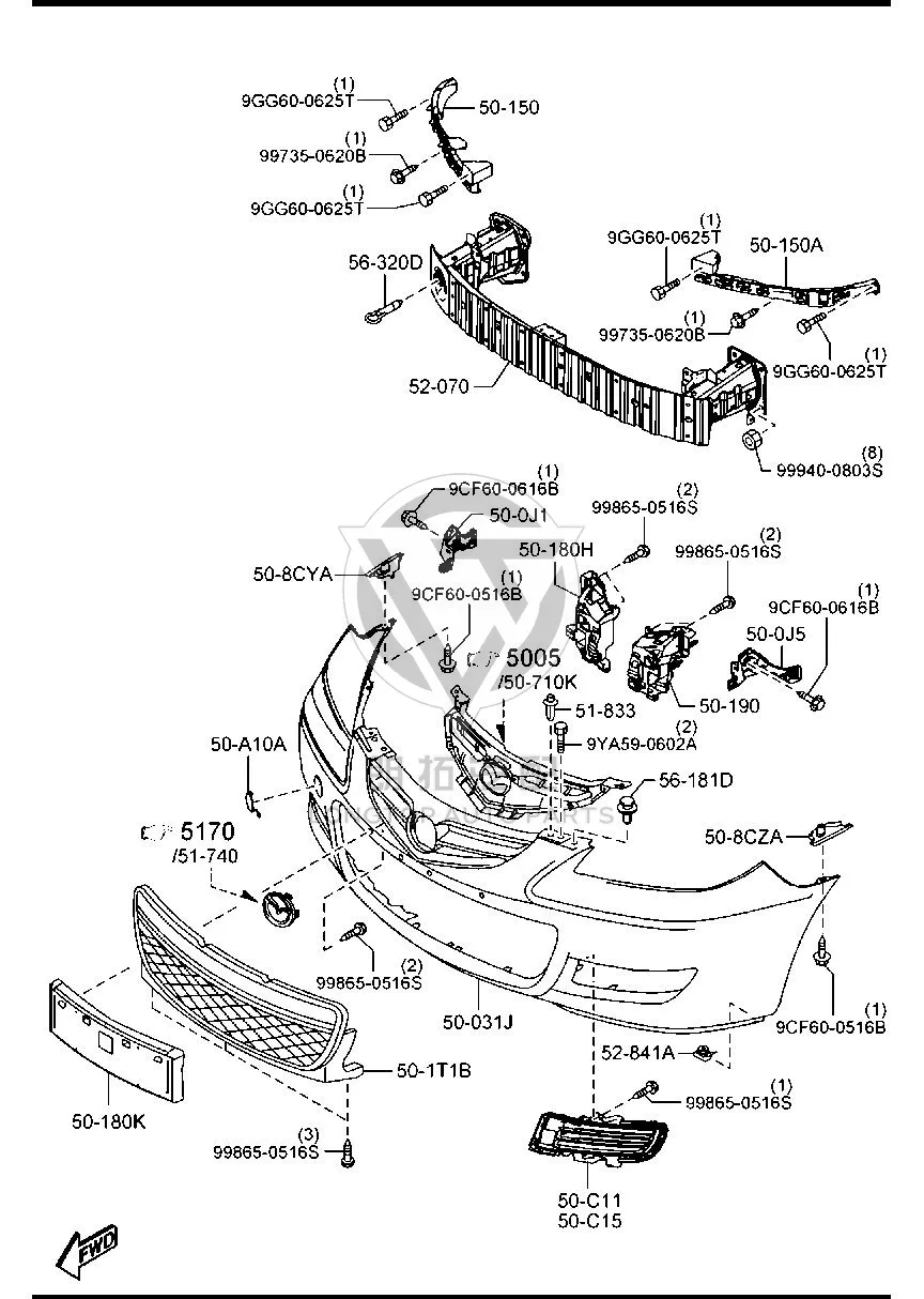 Headlamp Bracket (Left) BN8V5-0161B BN8V50161B for Mazda Mazda3