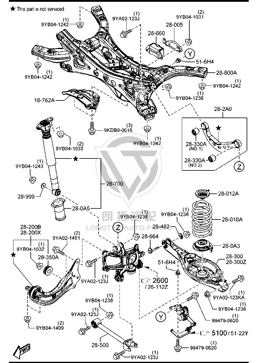 Rear Shock Absorber Core BAPP2-8910 BAPP28910 for Mazda 3 Axela
