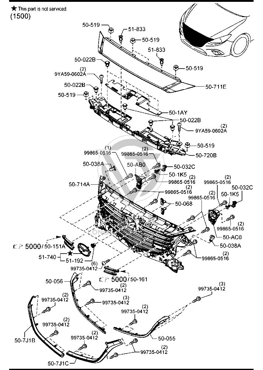 Grille Support Right BAPJ5-0153 BAPJ50153 for Mazda Mazda3