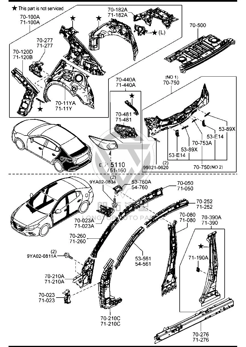 A-pillar Inner Plate (Lower Left) BKC37-1230A BKC371230A for Mazda Mazda3 Axela