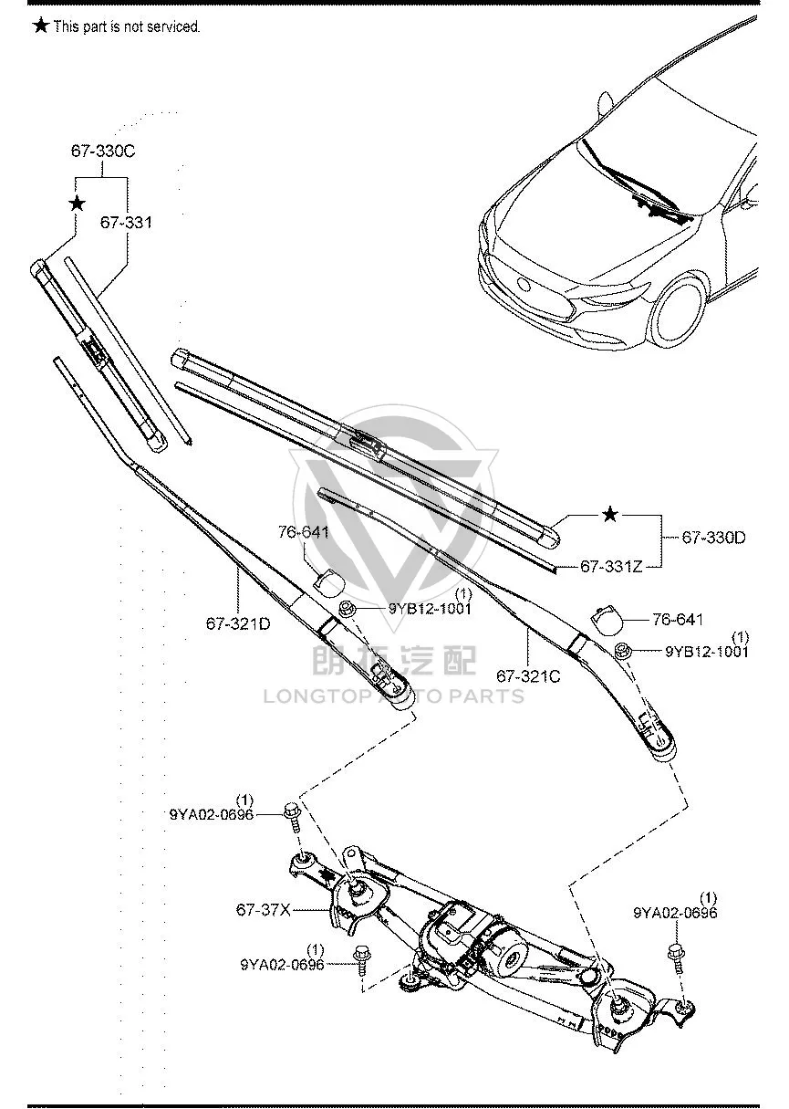 Front windshield wiper blade (left) BCKA6-7330 BCKA67330 for Mazda MAZDA3