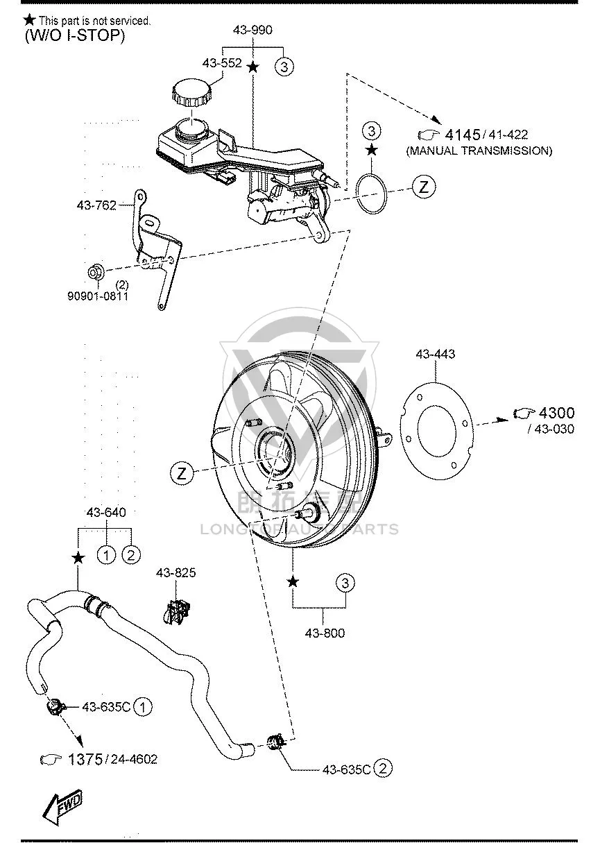 Brake Booster BDYL4-380ZC BDYL4380ZC for Mazda Mazda3