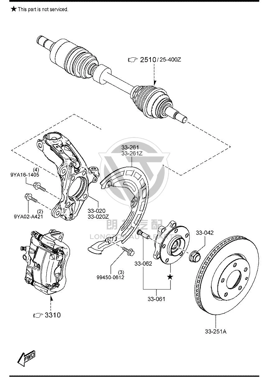 Front Axle Head Bearing BELG3-304X BELG3304X for Mazda Mazda3