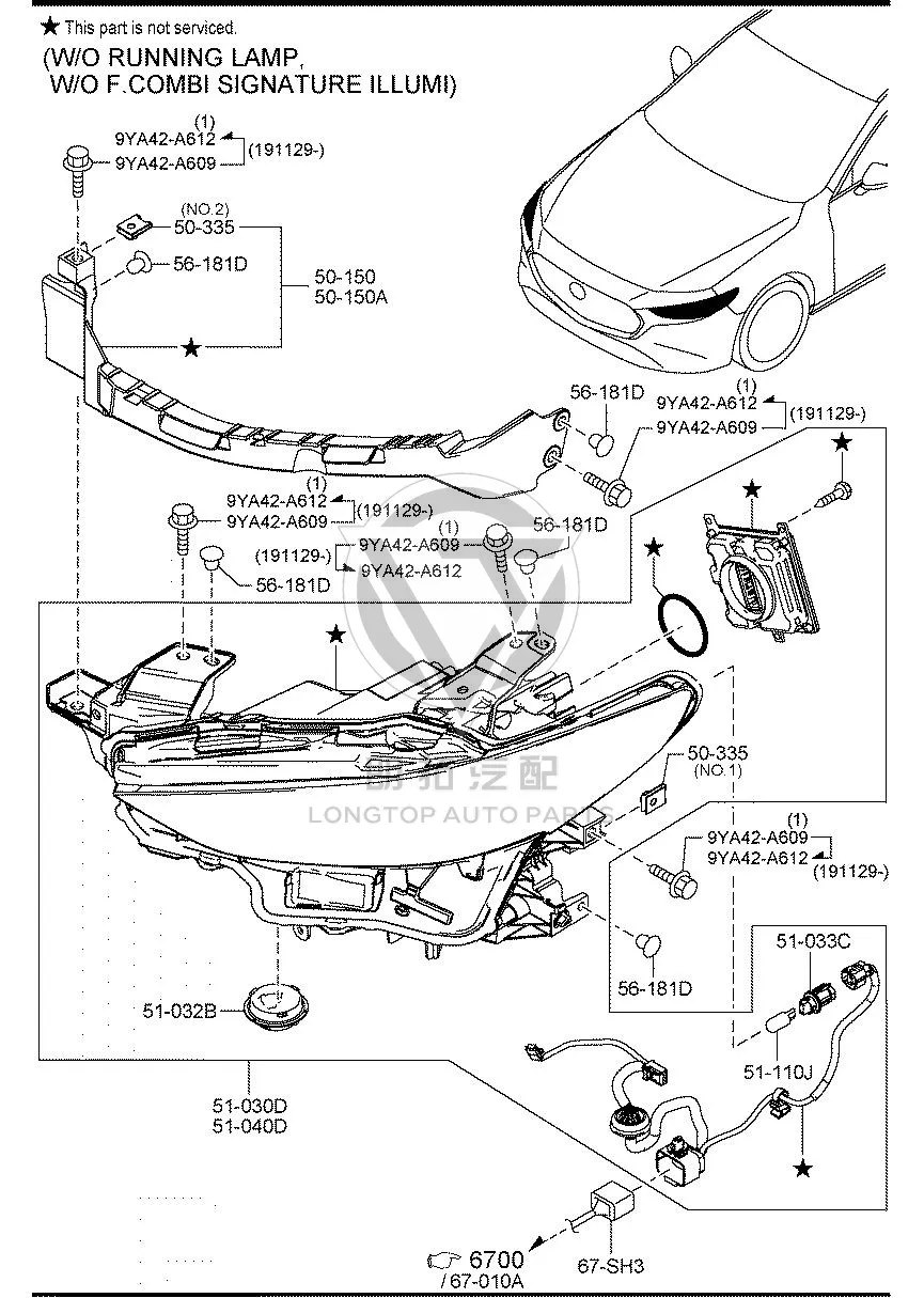 Headlamp Bracket (Left) BELG5-0160B BELG50160B for Mazda Mazda3