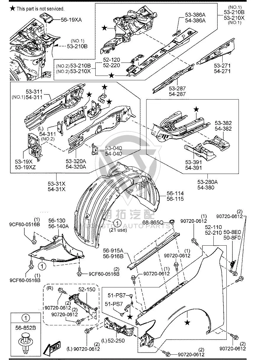 Front Fender Mounting Bracket (Left) BELG5-412Z BELG5412Z for Mazda Mazda3
