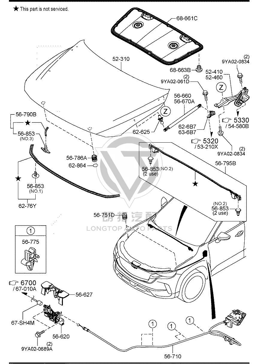 Front Hood Seal Strip VC735-67700 VC73567700 for Mazda CX-50