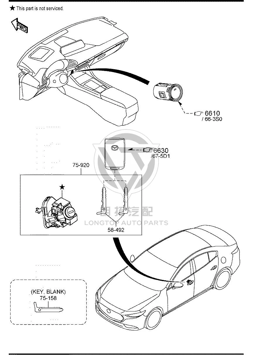 Key (mechanical) BELG5-8492 BELG58492 for Mazda CX-50