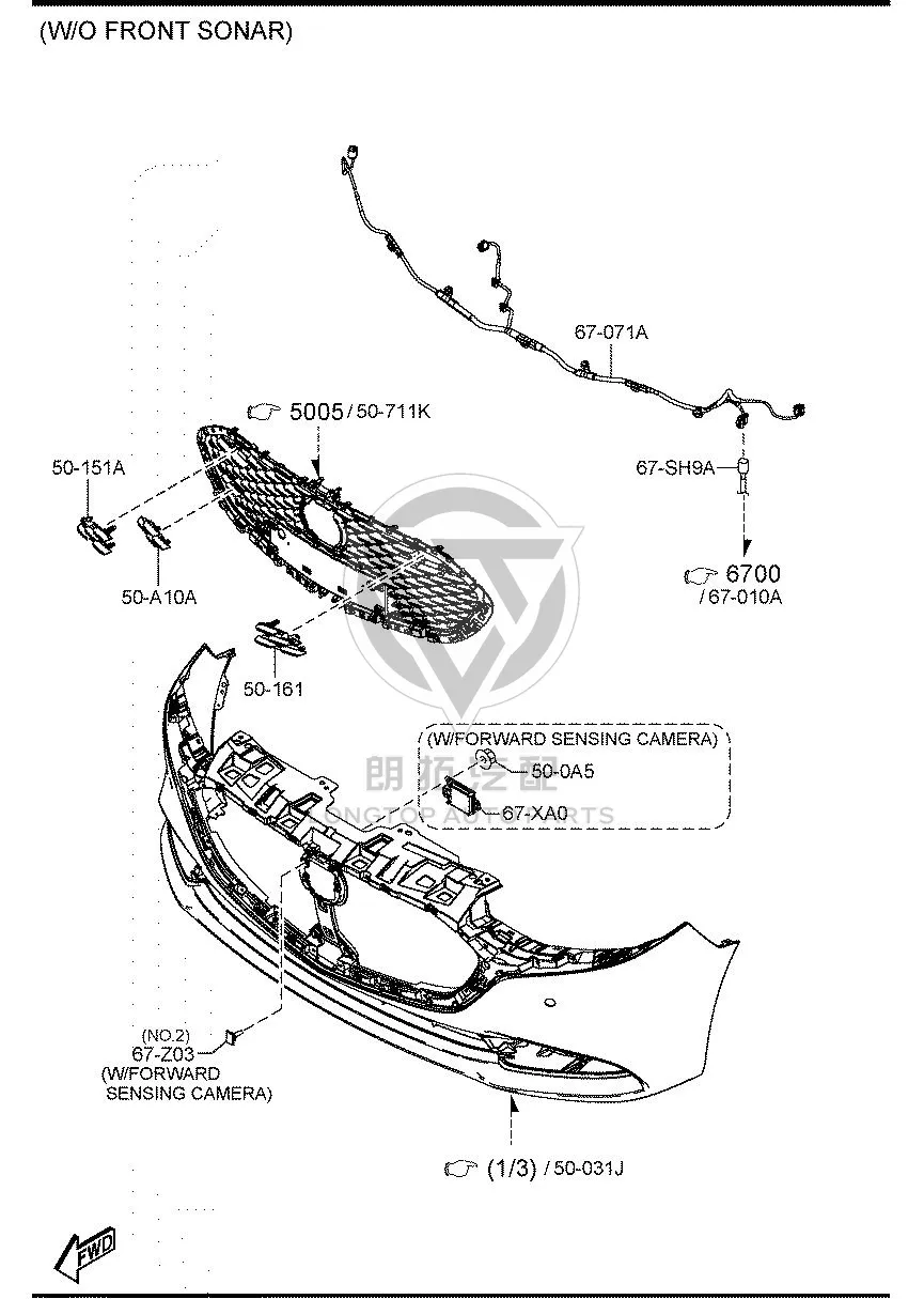Electric Eye Harness for Front Bumper BELG6-7A10A BELG67A10A for Mazda MAZDA3