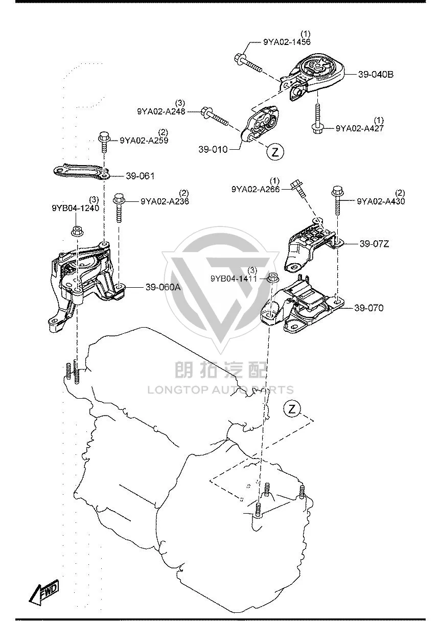 Engine support (rear) BELN3-9010 BELN39010 for Mazda MAZDA3
