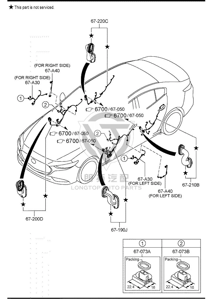 Front Door Wiring Harness (Left) BETD6-7190A BETD67190A for MAZDA MAZDA3
