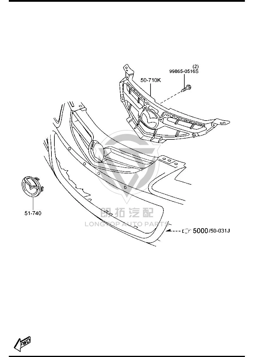 Grille Emblem BFB85-1731 BFB851731 for Mazda MAZDA2
