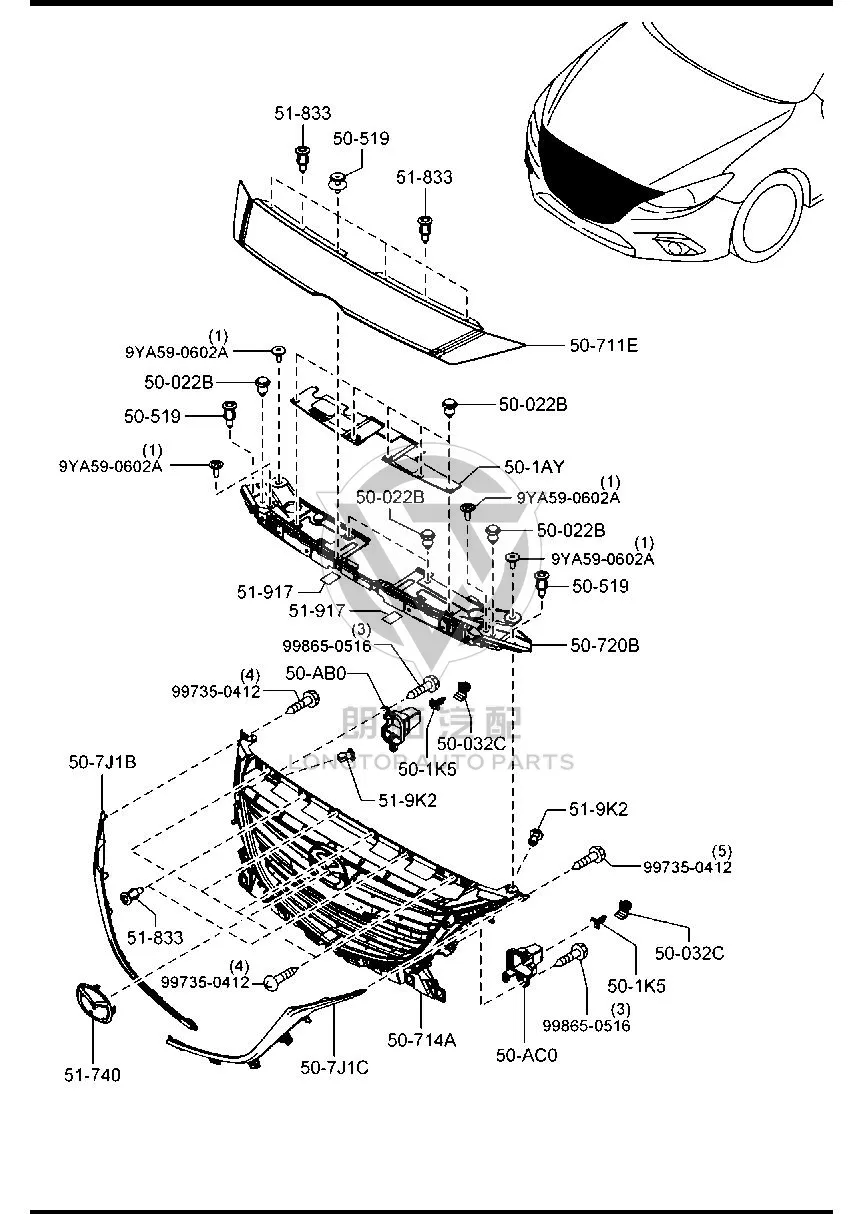 Center Grille Bracket Left BKC35-0163 BKC350163 for Mazda Mazda3