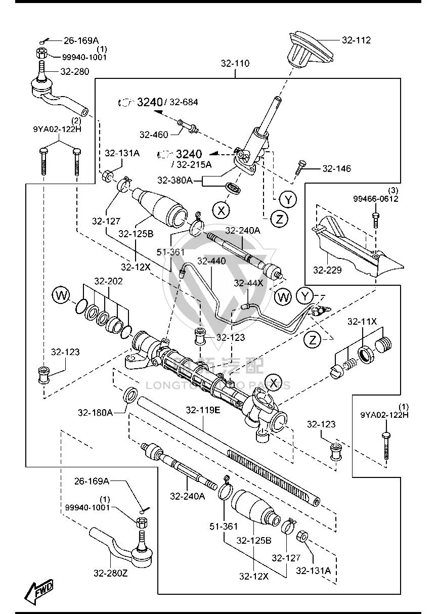 Steering Gear BFF43-2110 BFF432110 for Mazda MAZDA3