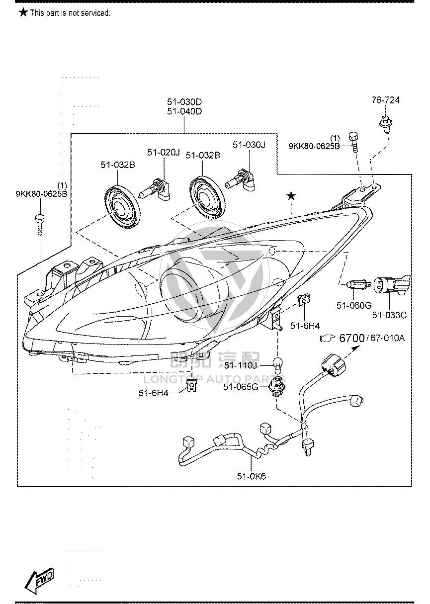 Headlamp Assembly (Left) BFF45-1040B BFF451040B for Mazda Mazda3