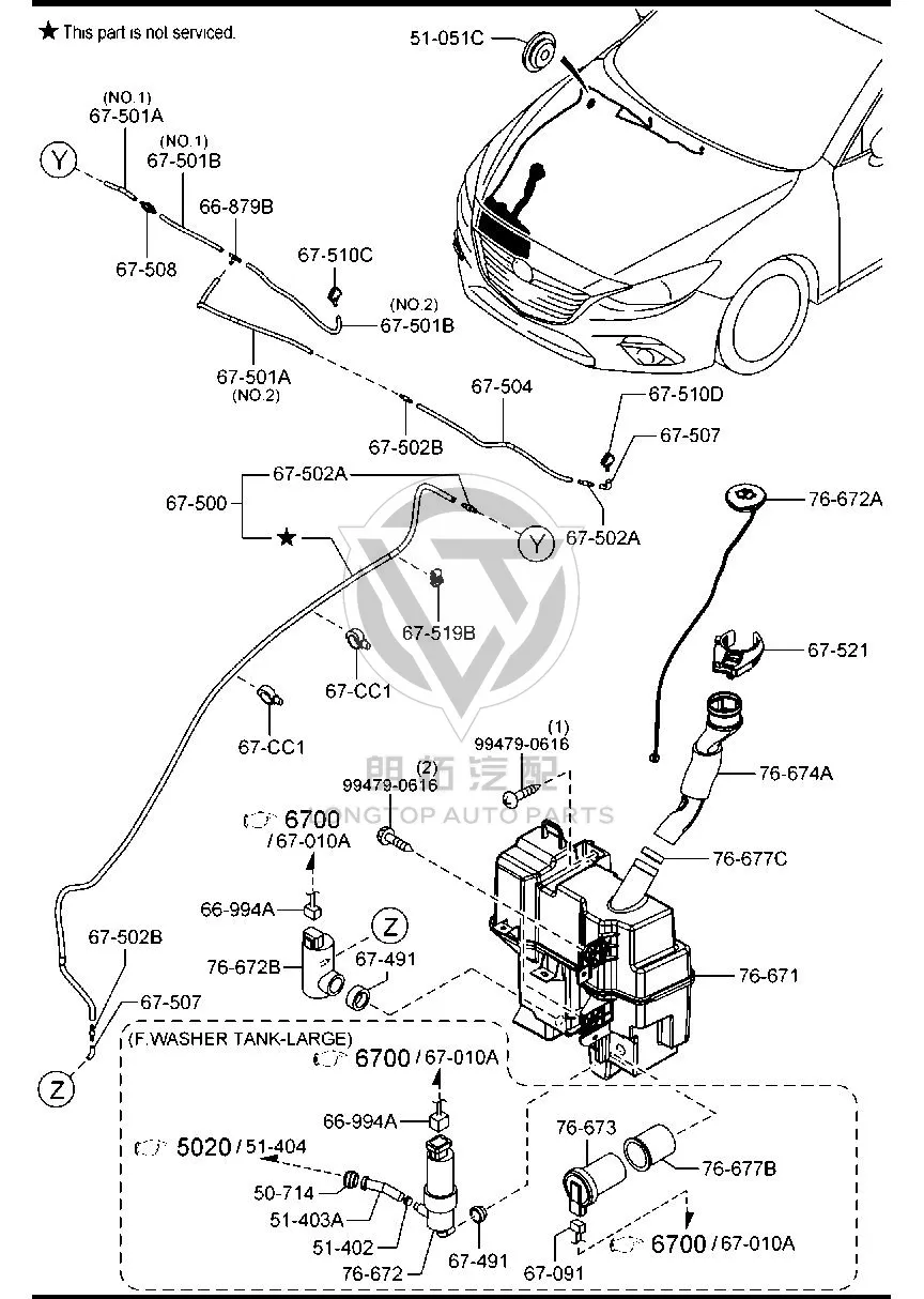 Front Windshield Washer Fluid Reservoir BKC36-7481 BKC367481 for Mazda Mazda3 Axela