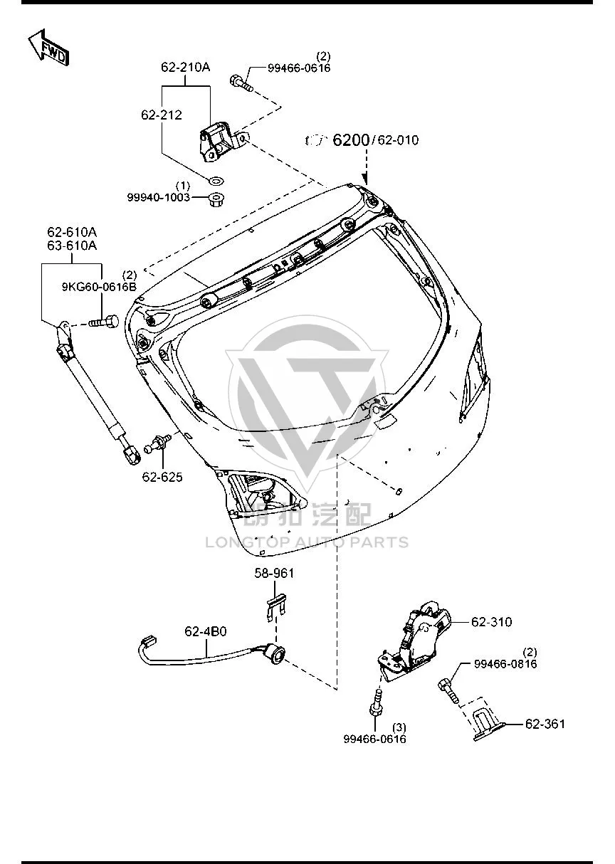 Tailgate Lock Assembly BFF96-2310 BFF962310 for Mazda MAZDA3