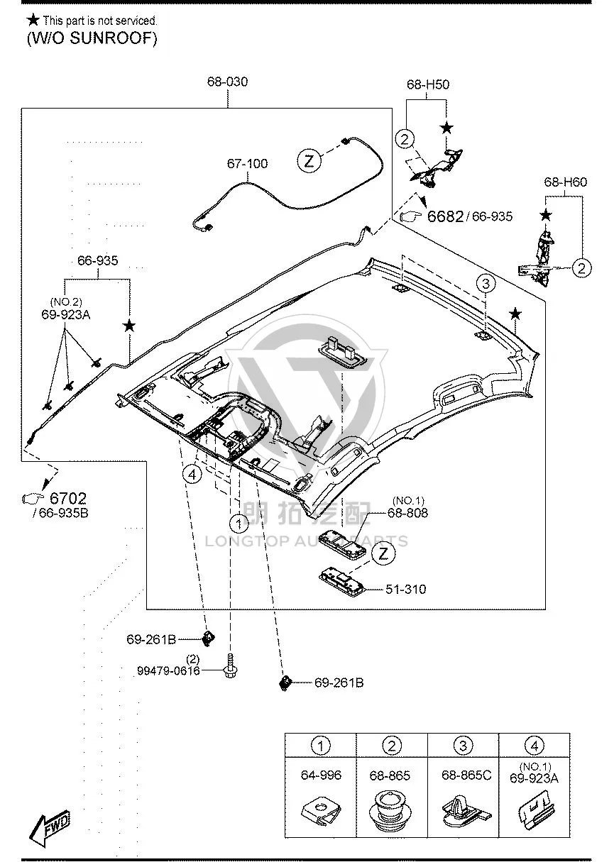 Roof lining BFPA6-803ZA BFPA6803ZA for Mazda 3