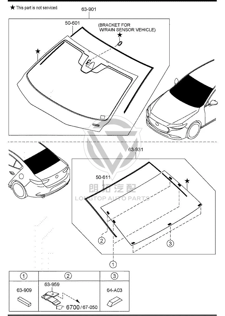 Front windshield BFSM6-3900 BFSM63900 for Mazda 3