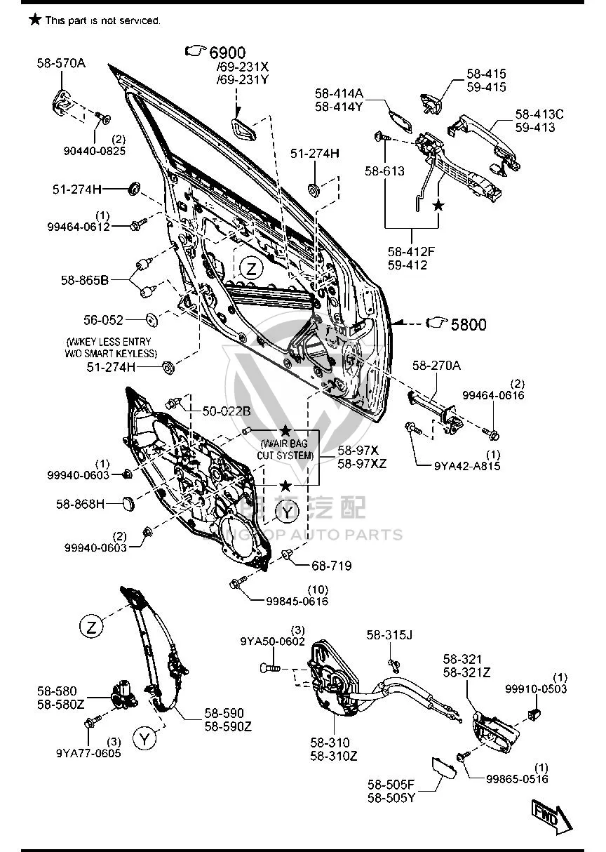 Rear Door Window Lift Motor BHN95-958X BHN95958X for Mazda MAZDA2