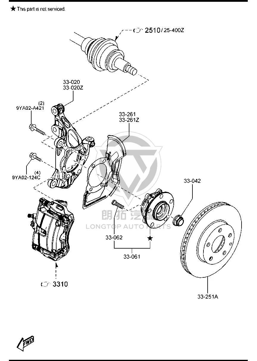 Front Brake Disc (Right) BKC53-3251 BKC533251 for Mazda Mazda3 Axela