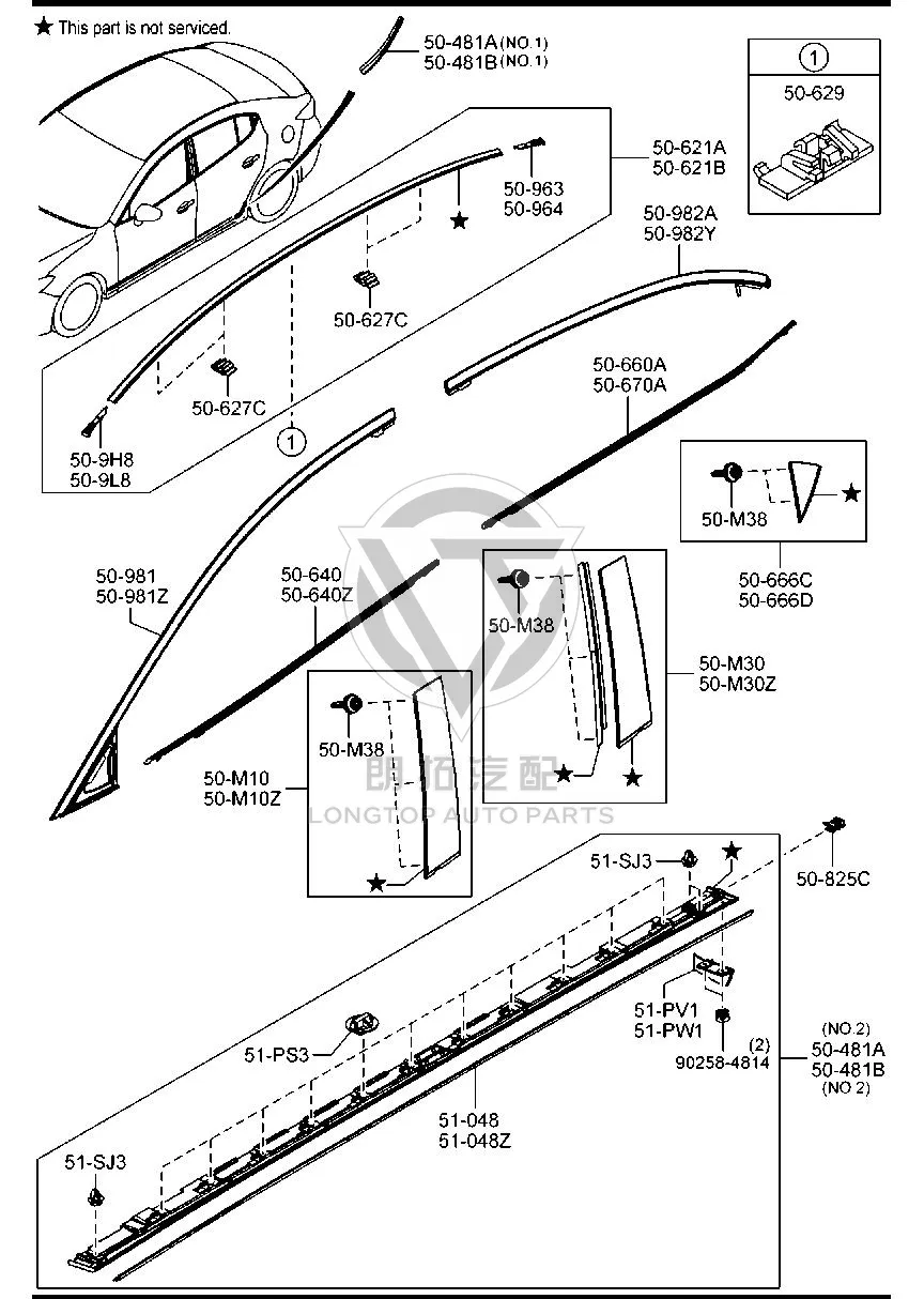 Front Door Frame Exterior Trim Panel BKC35-0M10 BKC350M10 for Mazda Mazda3 Axela