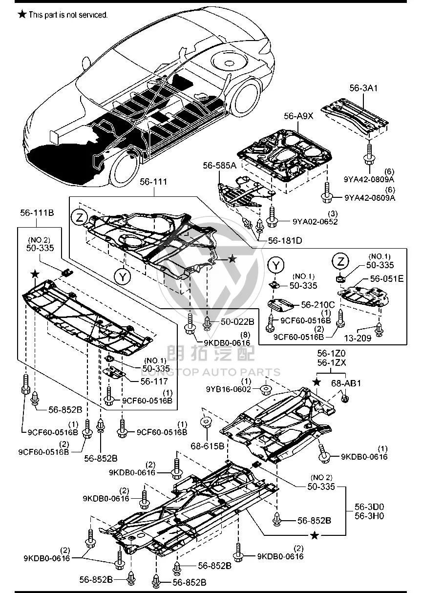 Engine Underbody Guard (Front) BKC35-611YA BKC35611YA for Mazda MAZDA3 AXELA