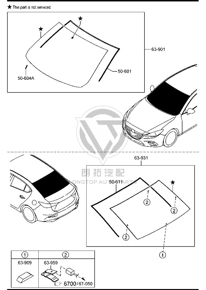 Front Windshield BKC36-3900A BKC363900A for Mazda Mazda3 Axela