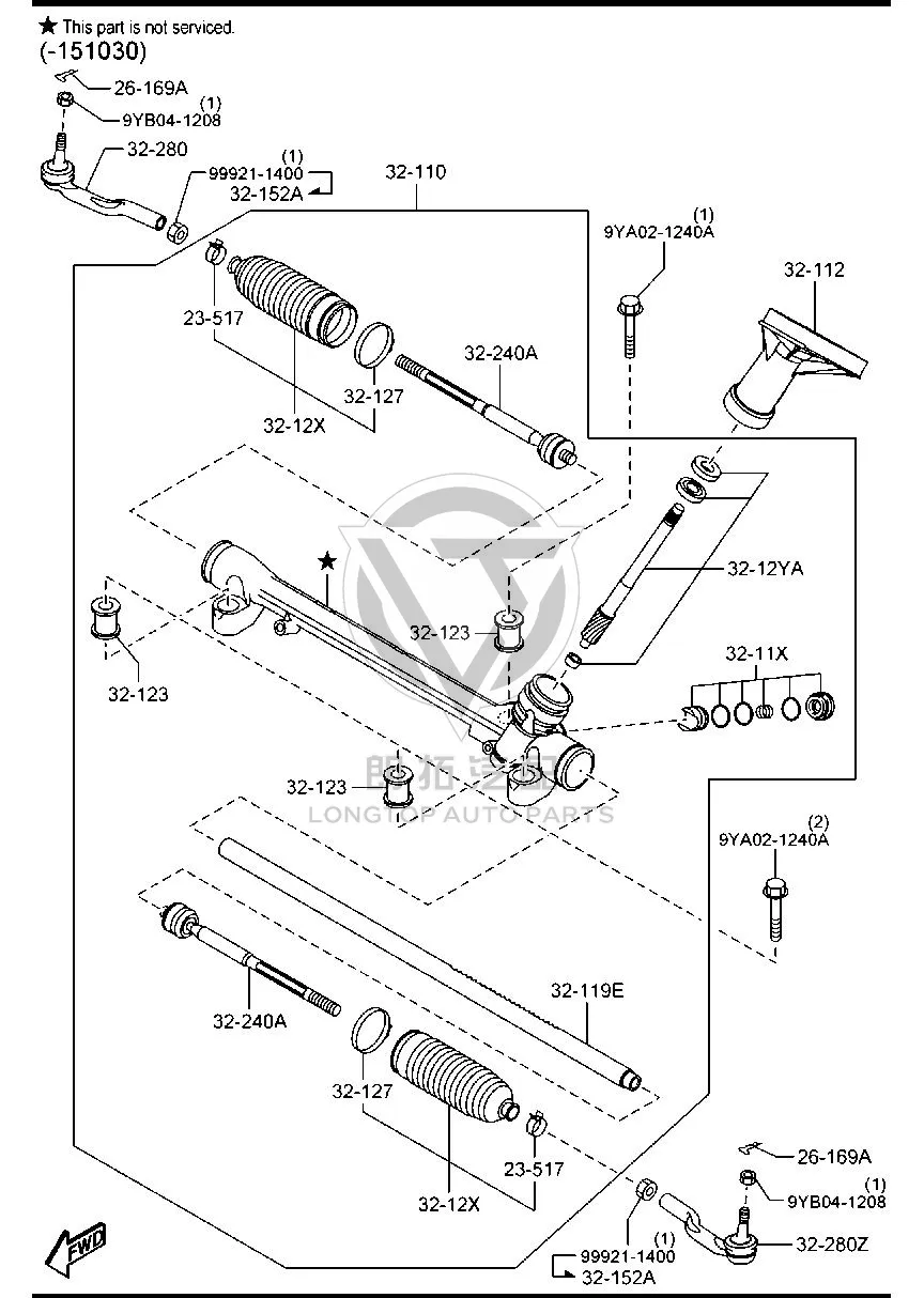 Steering Gear BKC63-2110 BKC632110 for Mazda Mazda3 Axela