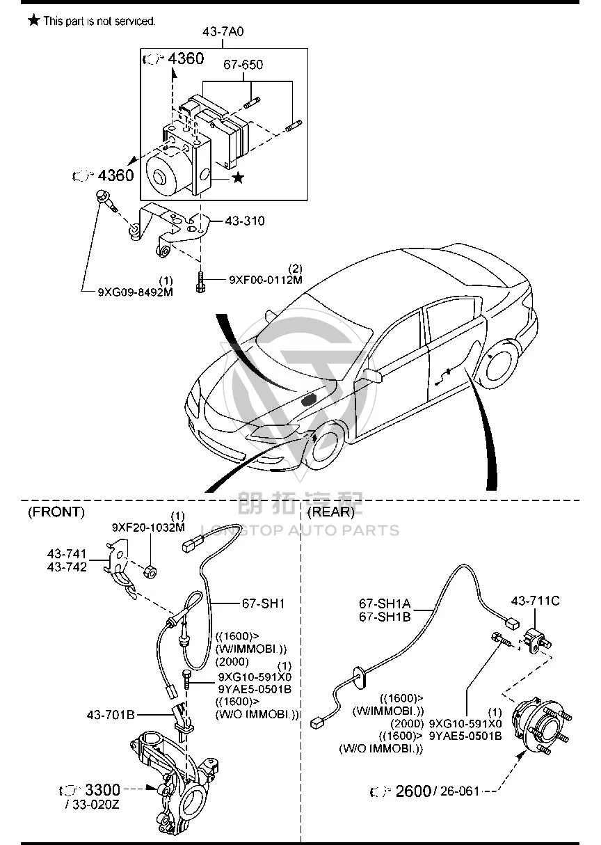 ABS Front Wheel Sensor (Right) BS1A4-3701 BS1A43701 for Mazda MAZDA3
