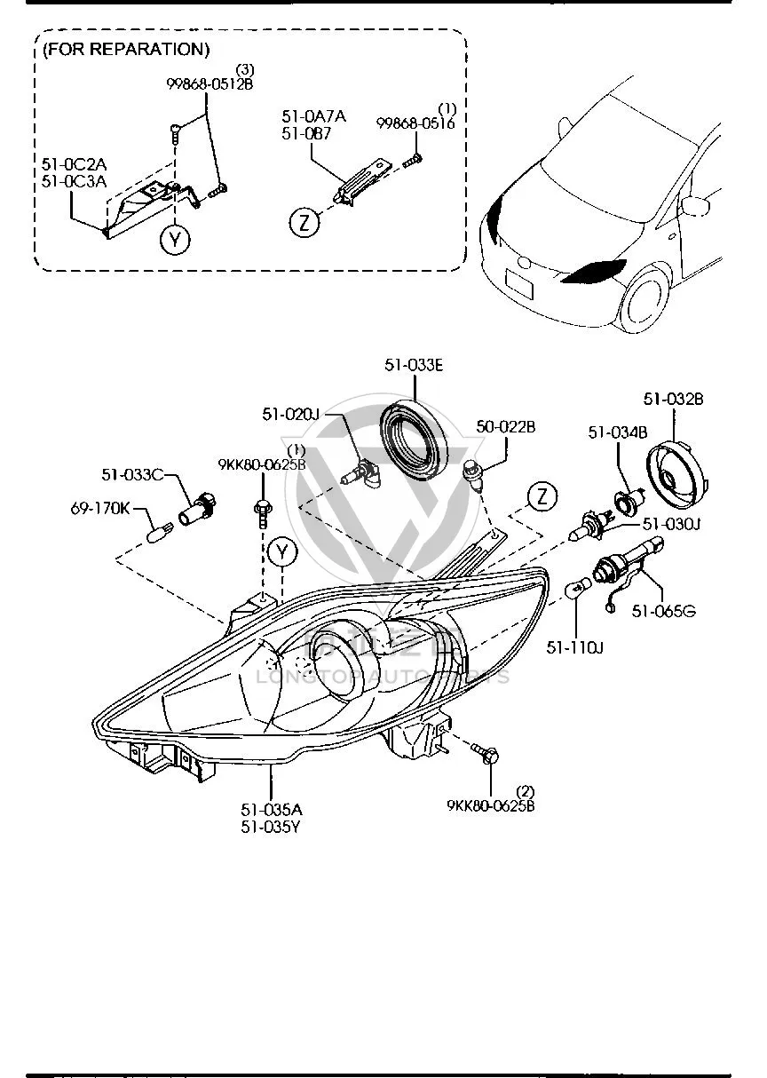 Front Headlight Subassembly (Left) CD855-10L0C CD85510L0C for Mazda MAZDA5