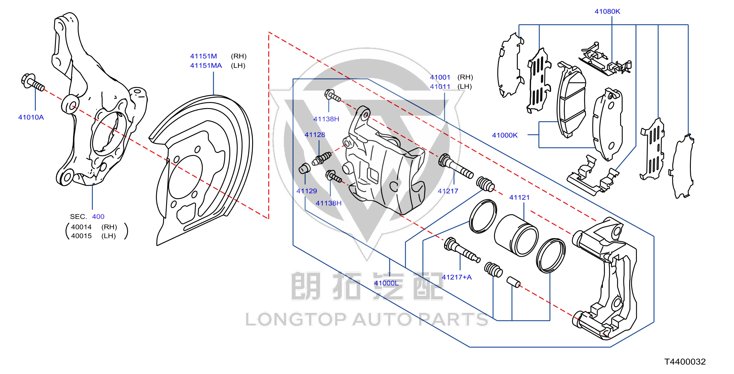 Front Brake Pad Set D1060-JN00A D1060JN00A for Infiniti