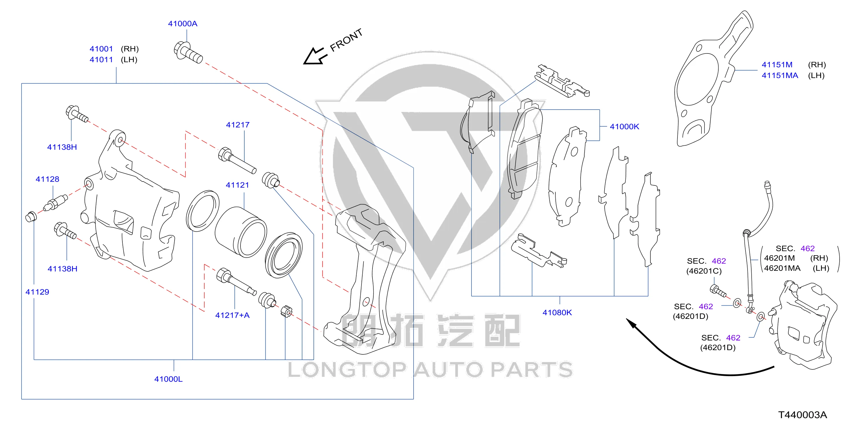 Front Brake Pad Set D1060-JX00C D1060JX00C for Nissan