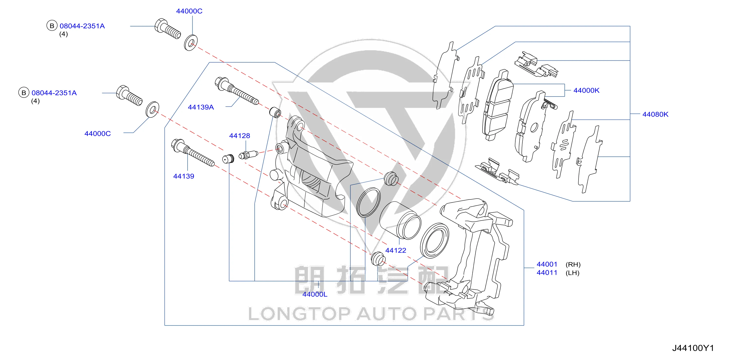 Rear Brake Pad Set D4060-1MB0A D40601MB0A for Nissan