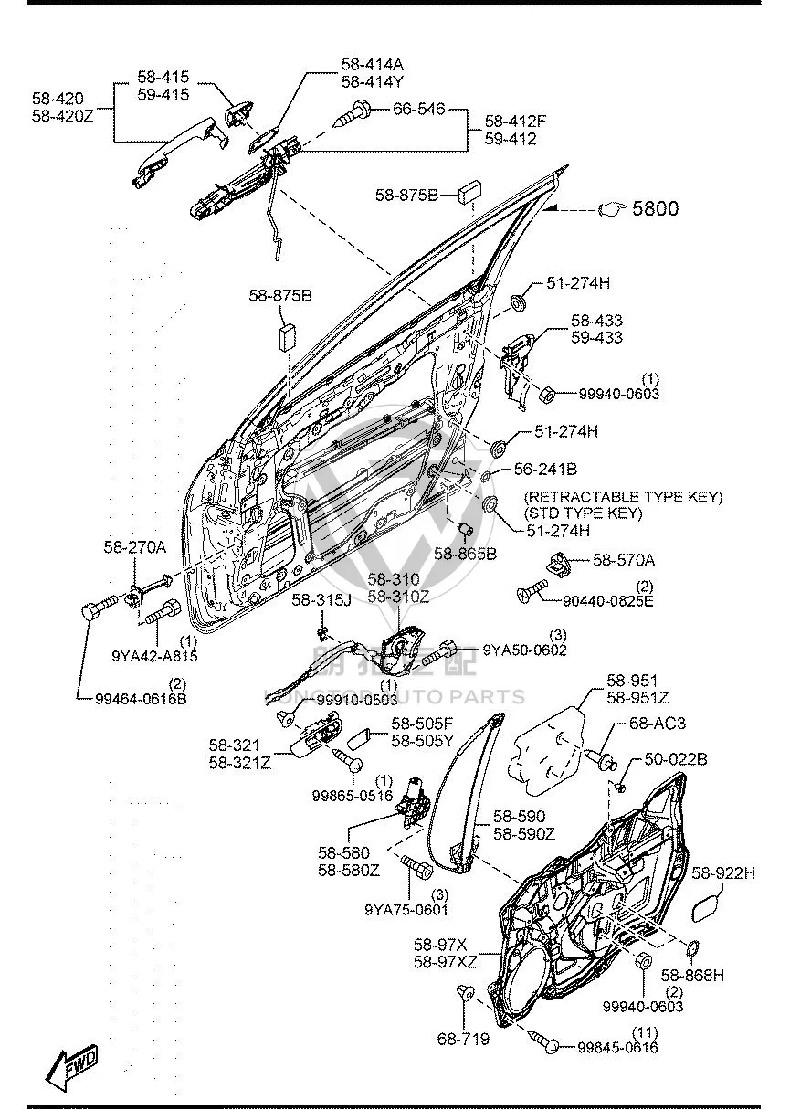 Rear Door Window Lift Motor D6515-858XB D6515858XB for Mazda Mazda6