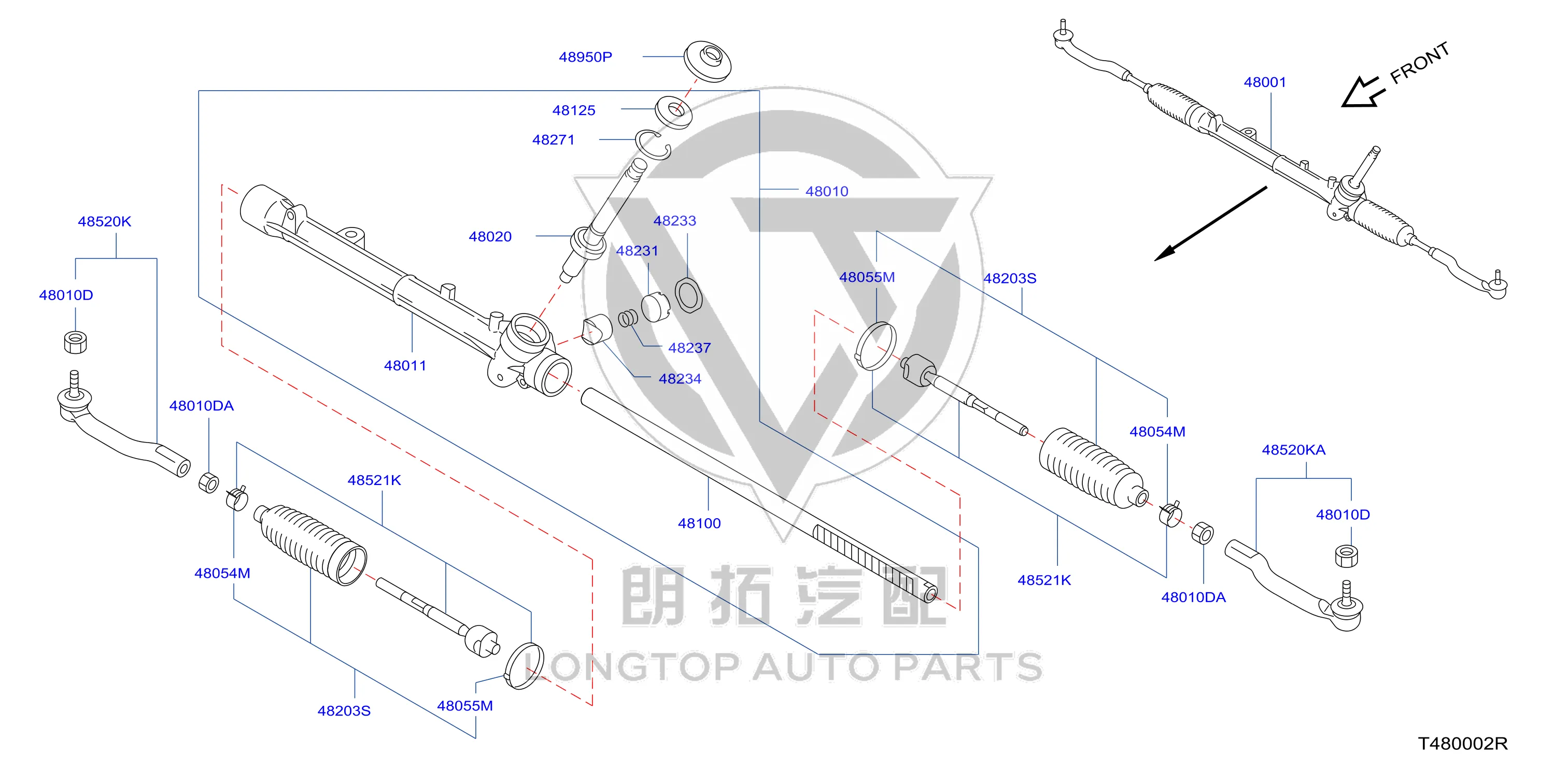 Steering Gear 48001-JX30B 48001JX30B for Nissan