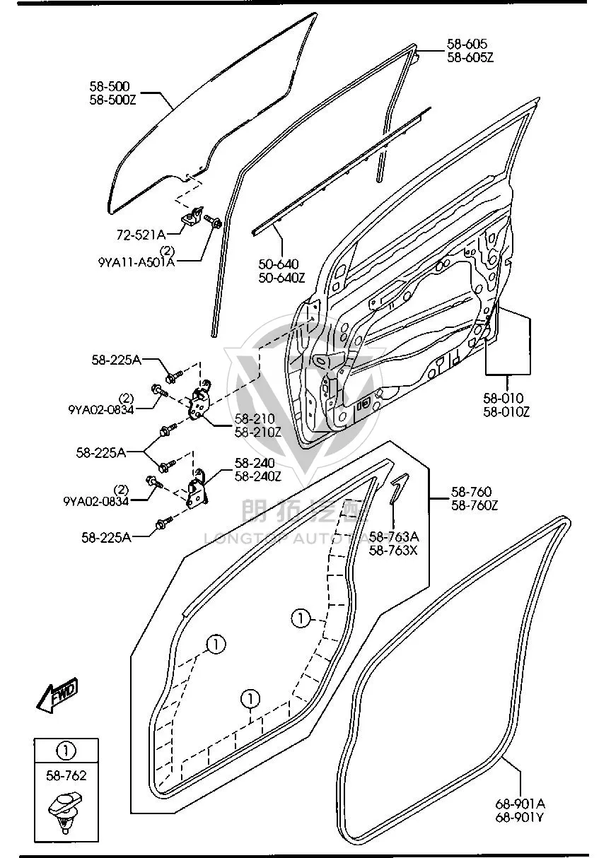 Front Door Outer Glass Trim DG805-0640C DG8050640C for Mazda MAZDA2