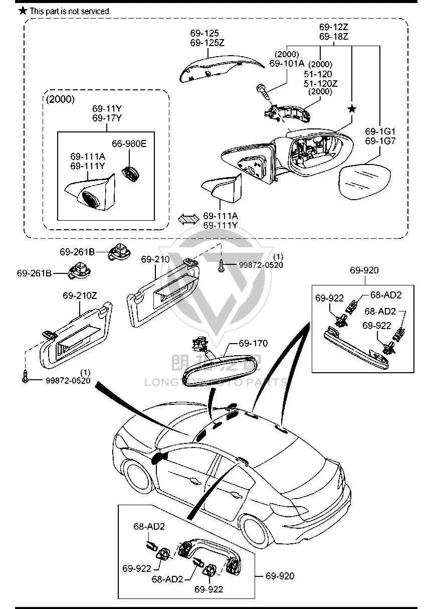 Rearview Mirror Housing (Left) GVYD6-91N7 GVYD691N7 for Mazda MAZDA6