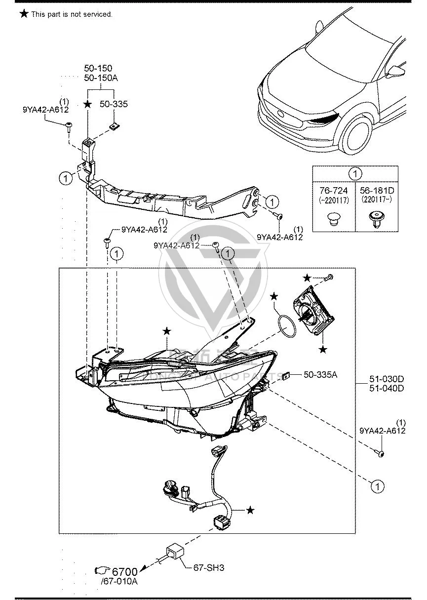 Headlamp Assembly (Left) DHB75-1040 DHB751040 for Mazda CX-30