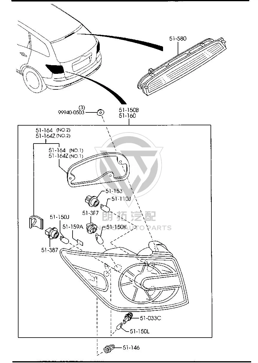 Outer Tail Lamp Assembly EH625-1160E EH6251160E for Mazda CX-7