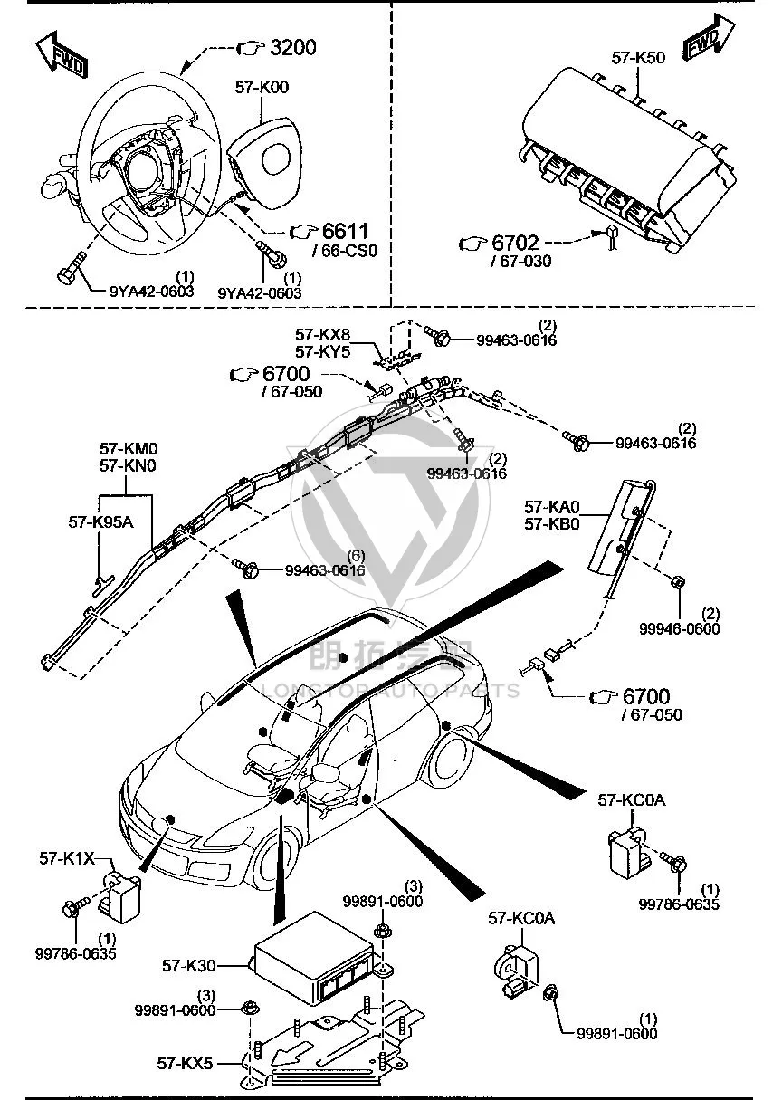 Front Airbag Sensor GP9A5-7K1X GP9A57K1X for Mazda CX-7