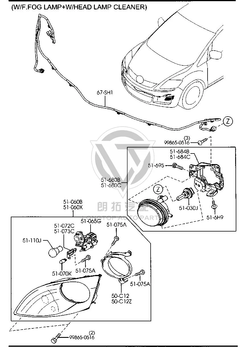 Front Turn Signal Lamp (Right) EH665-1060F EH6651060F for Mazda CX-7