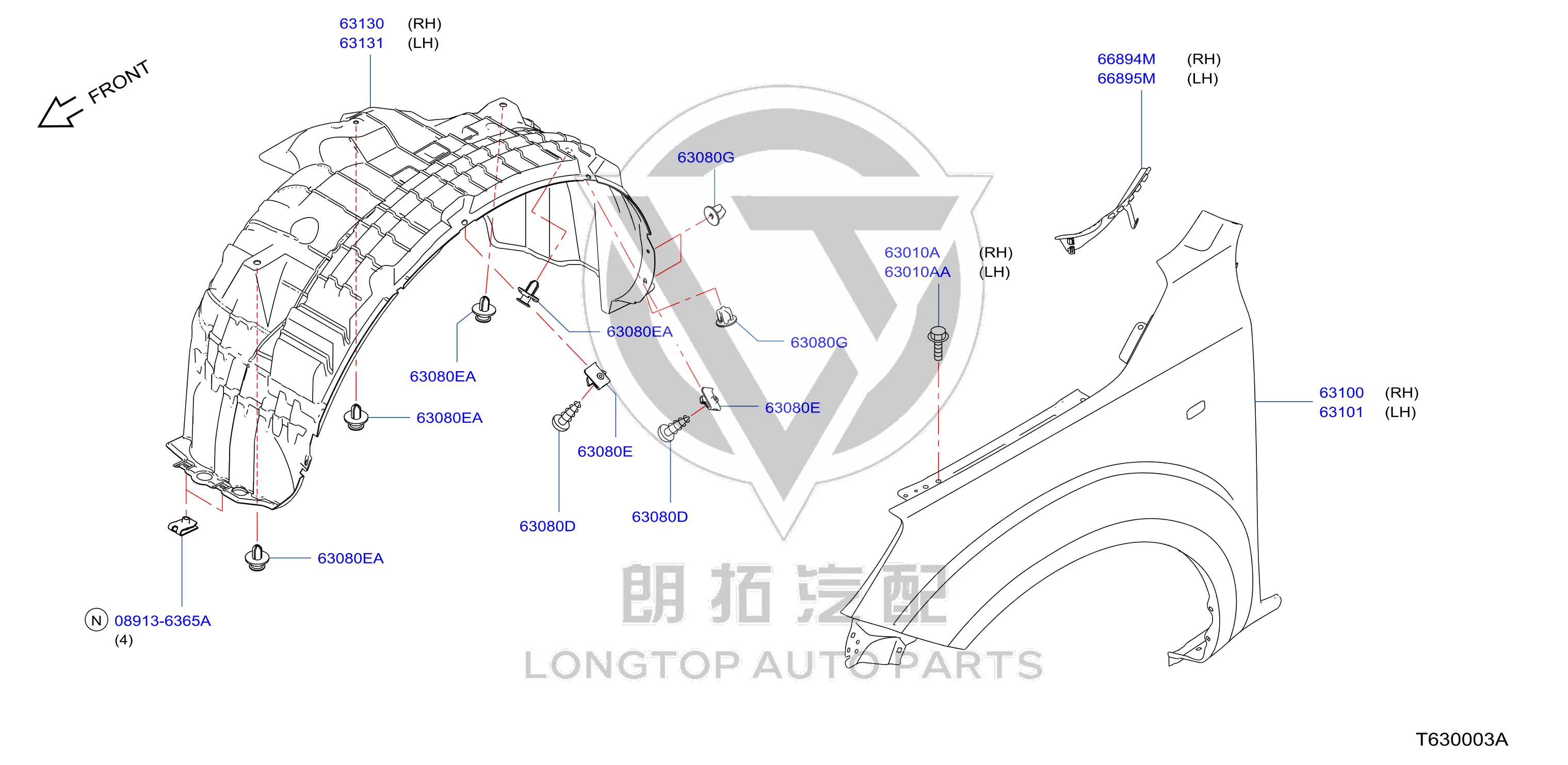 Front Fender Left F3101-5JGEA F31015JGEA for Nissan