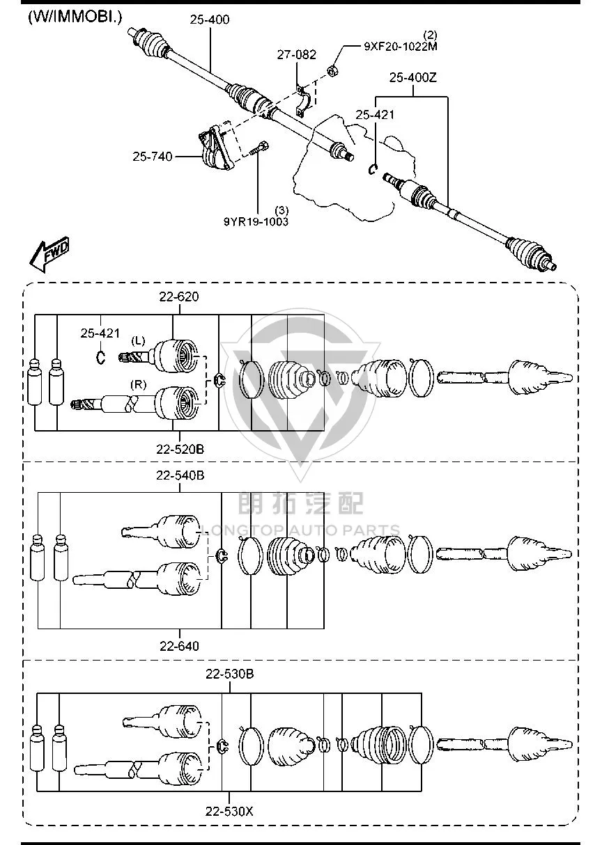 Front Half Shaft Boot (Left Inner) FG122-2540 FG1222540 for Mazda Mazda3