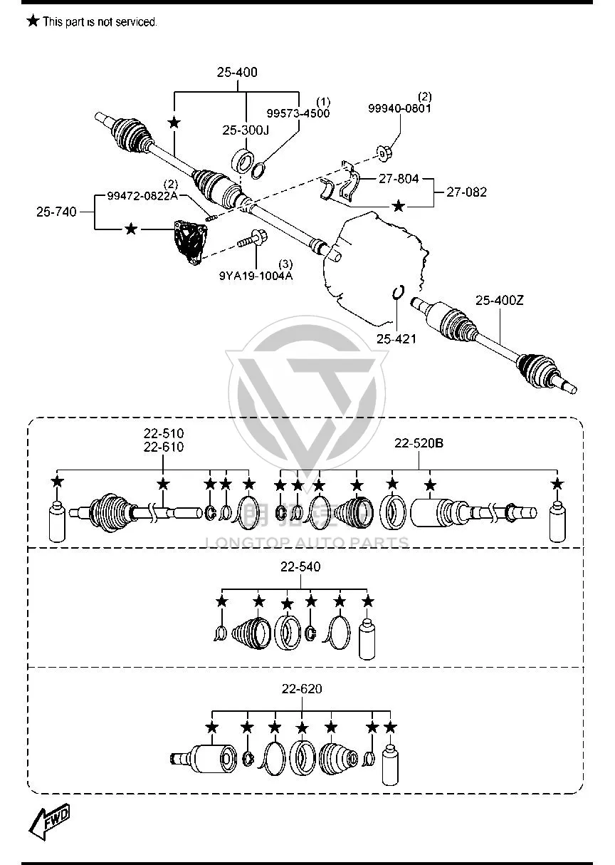 Front Half-Shaft CV Joint Left Inner FTU72-2620 FTU722620 for Mazda Mazda3 Axela