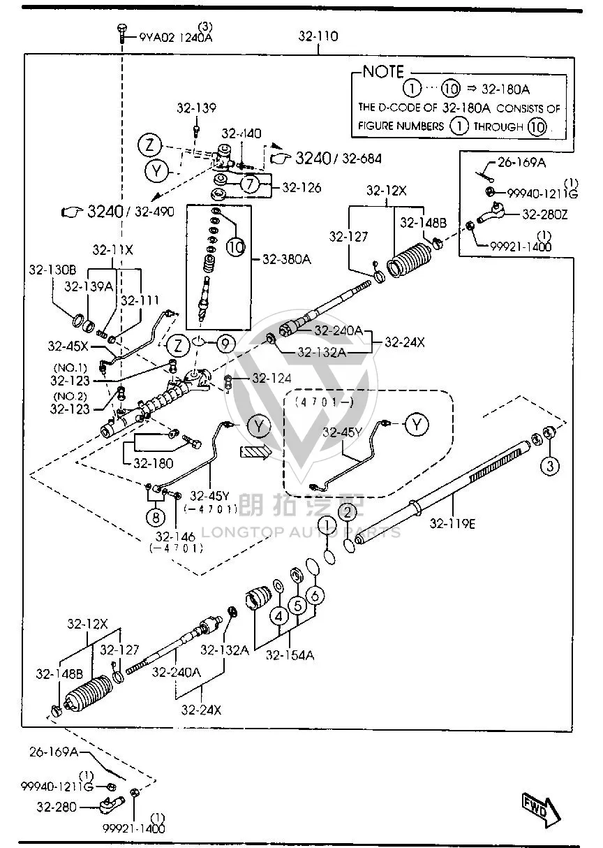 Steering Gear GJ6E3-2110G GJ6E32110G for Mazda MAZDA6