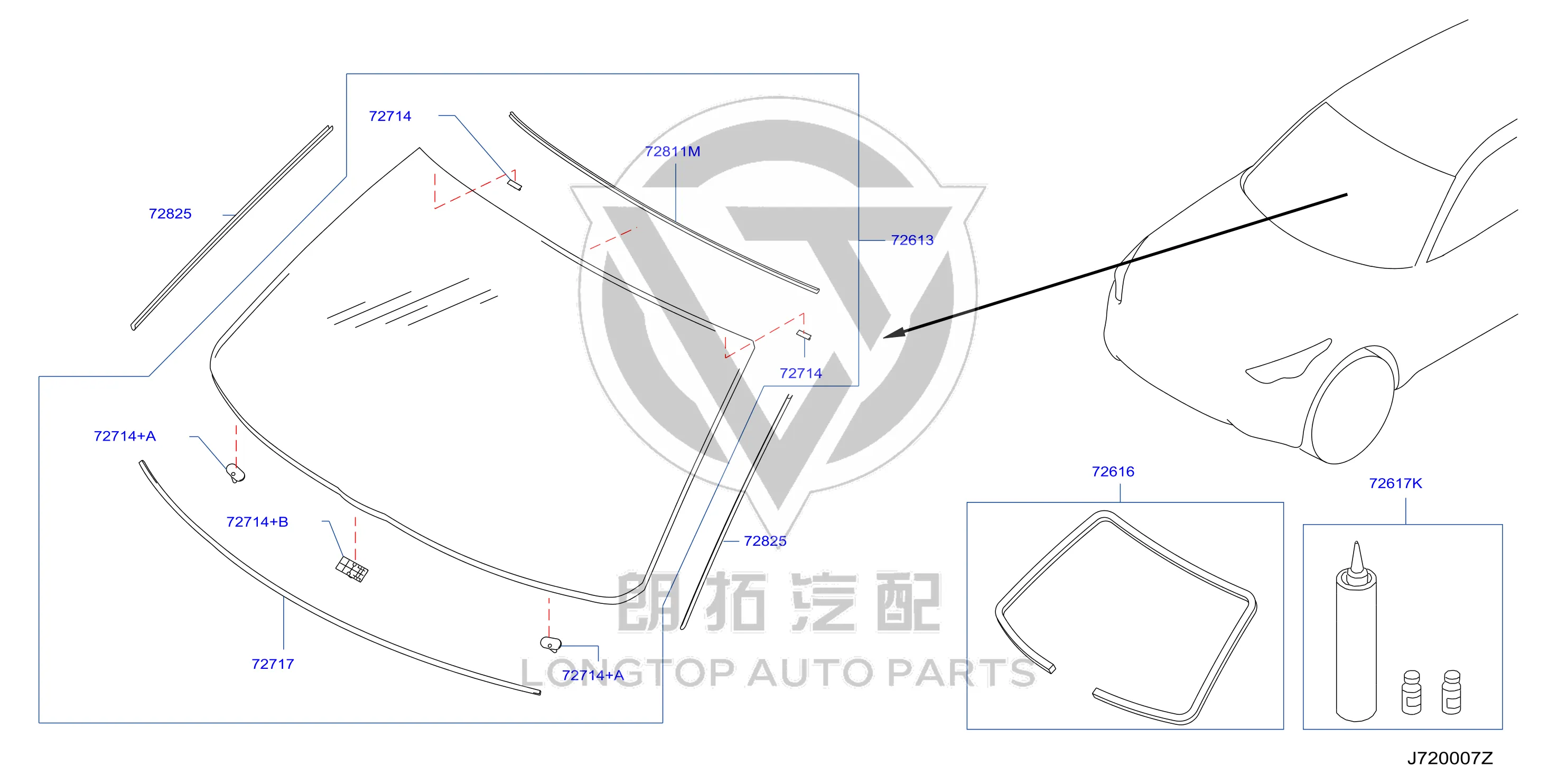 Front windshield G2700-1CK1A G27001CK1A for Infiniti
