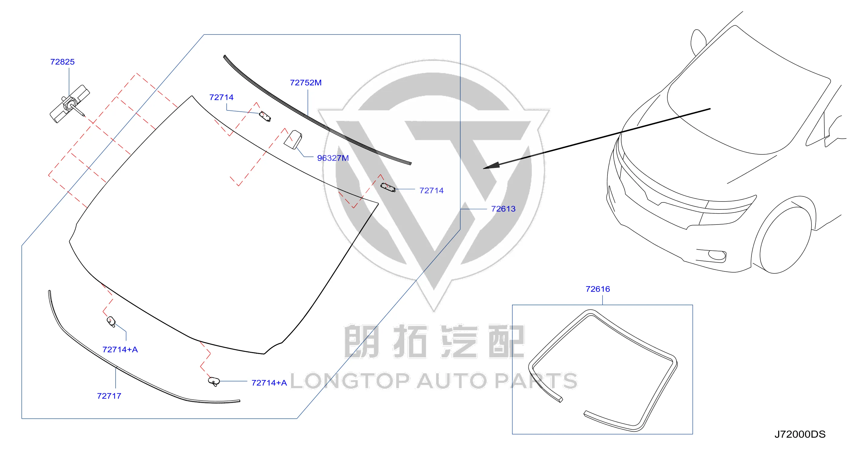 Front windshield G2700-1JA1A G27001JA1A for Nissan