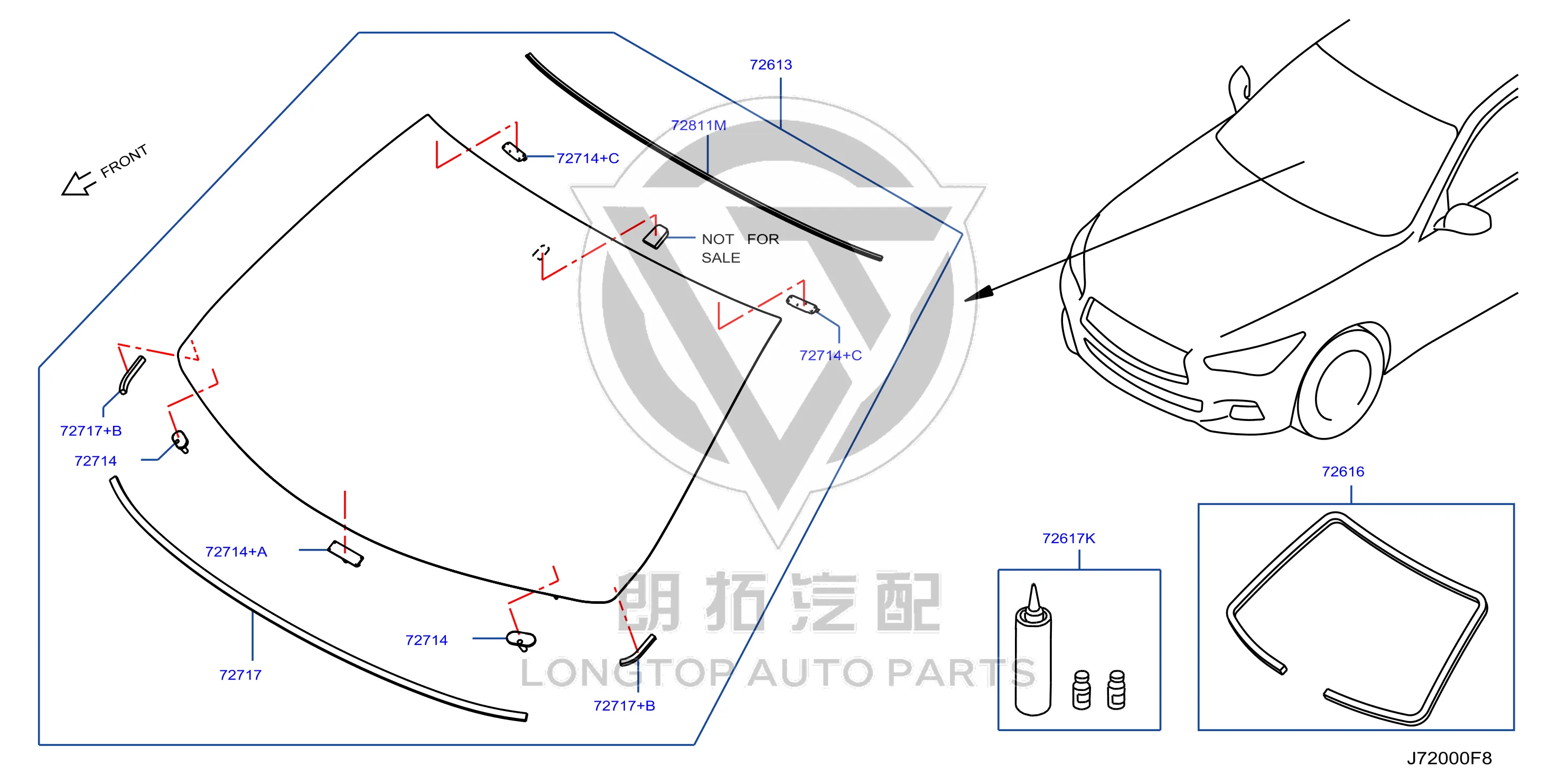 Front Windshield G2700-2V70A G27002V70A for Infiniti